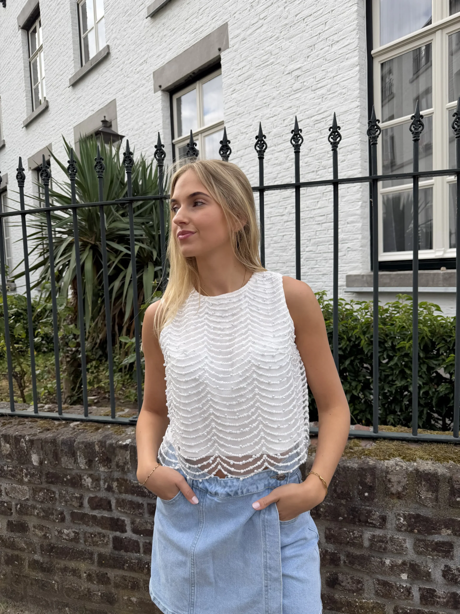 Marit Pearl Top - Wit
