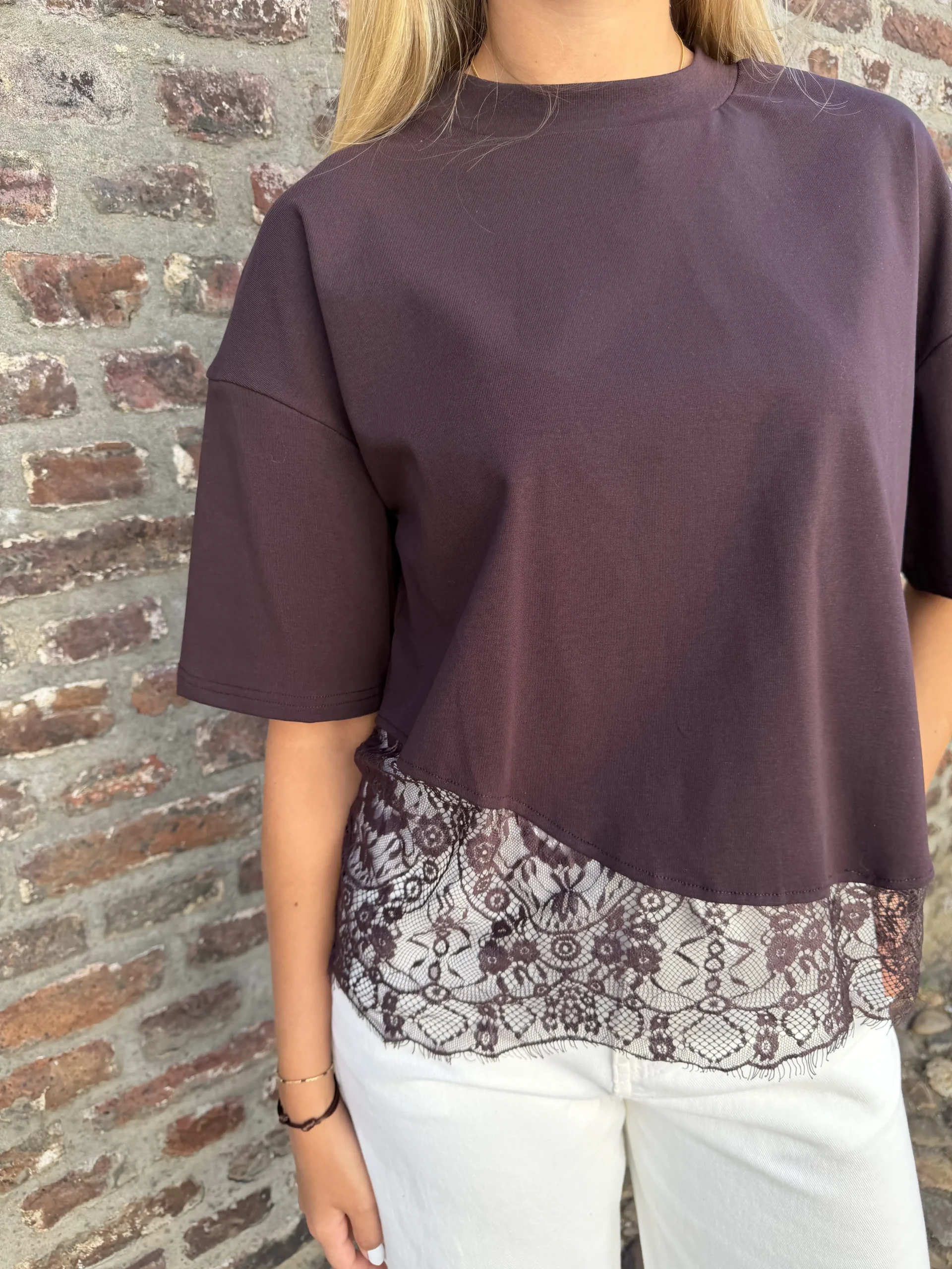 Julie Lace T-Shirt - Violet - Afbeelding 2