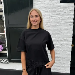 Julie Lace T-Shirt - Zwart