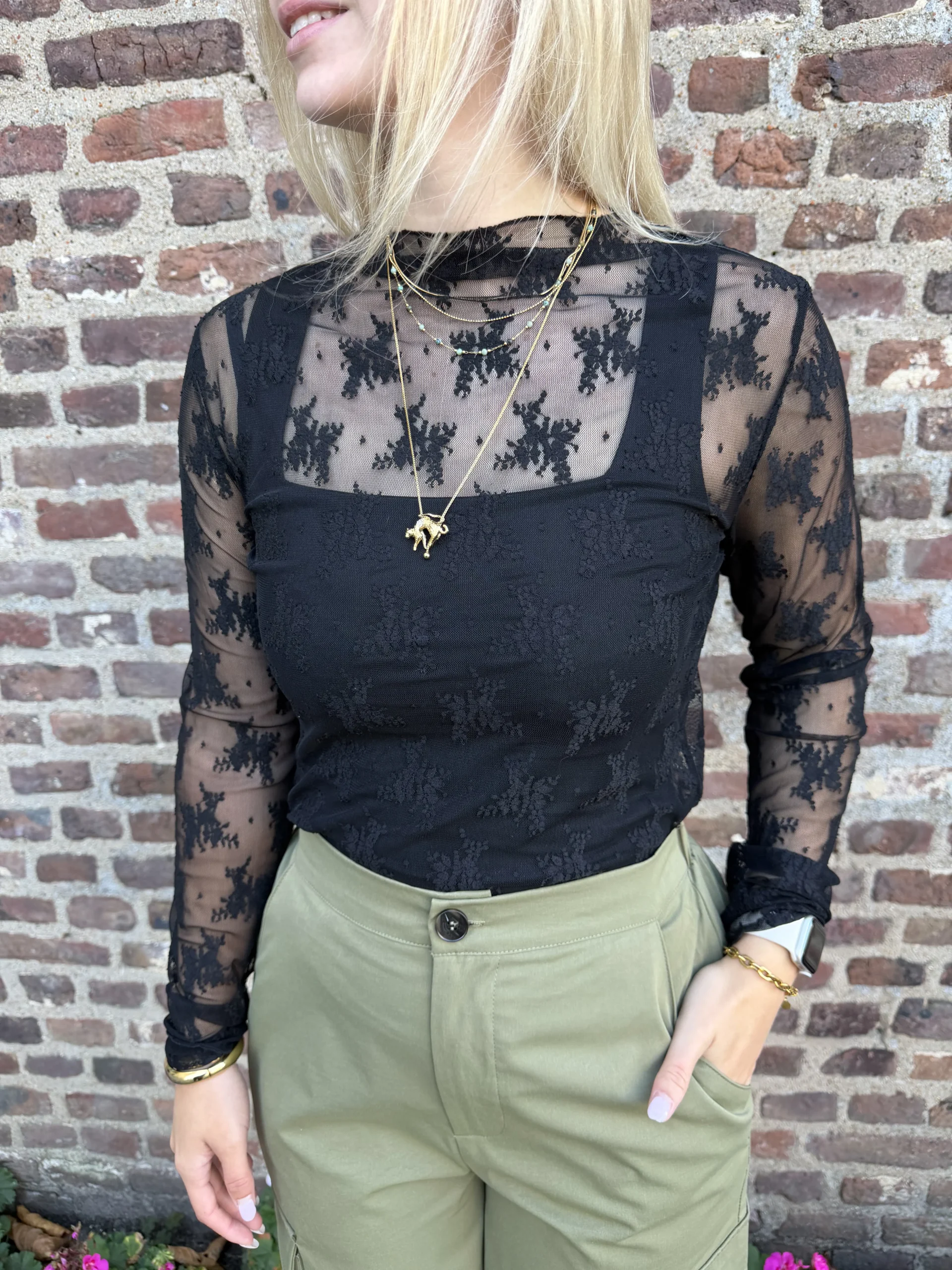 Lana Lace Top - Zwart