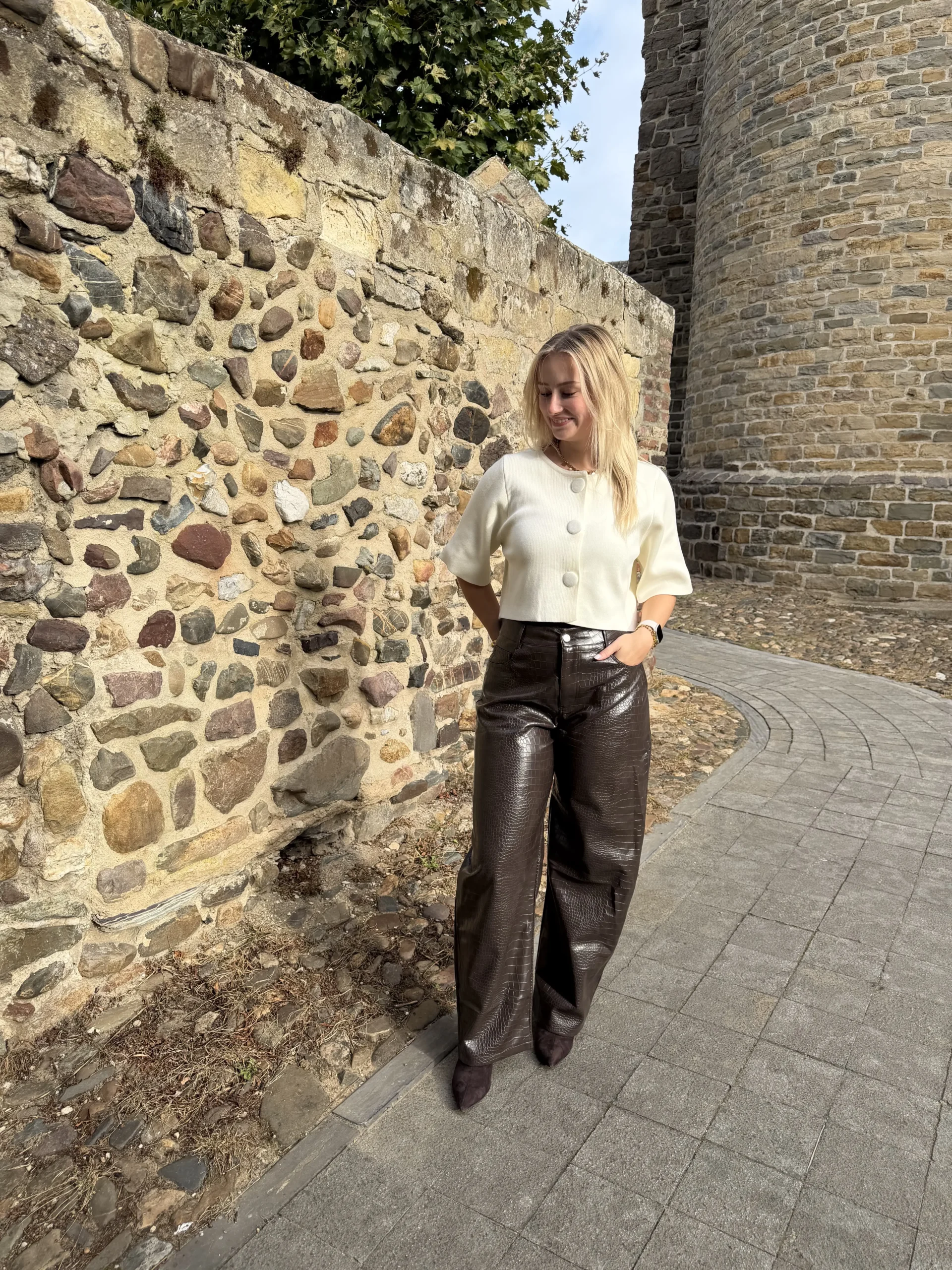 Mette Croco Pants - Bruin