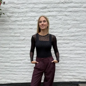Suzee Mesh Hartjes Top - Zwart