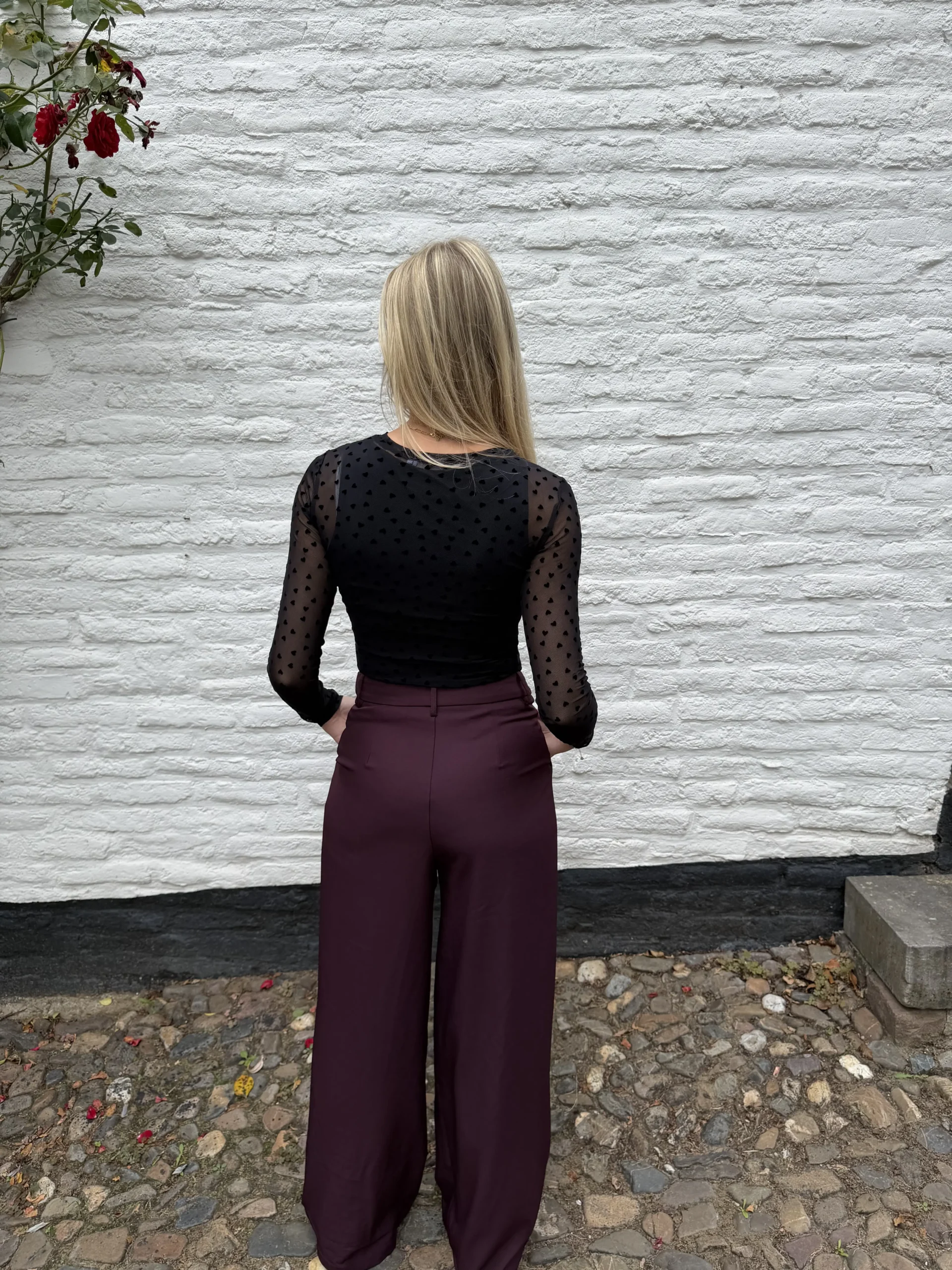 Suzee Mesh Hartjes Top - Zwart - Afbeelding 2